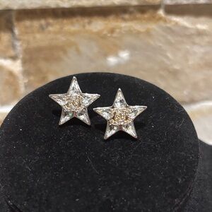 Silver Star CC crystal stud Earrings